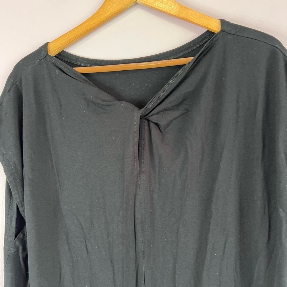 EILEEN FISHER Black Bateau Neck Cap Sleeve Twist Back Dress Jersey Dress XL - Picture 7 of 12